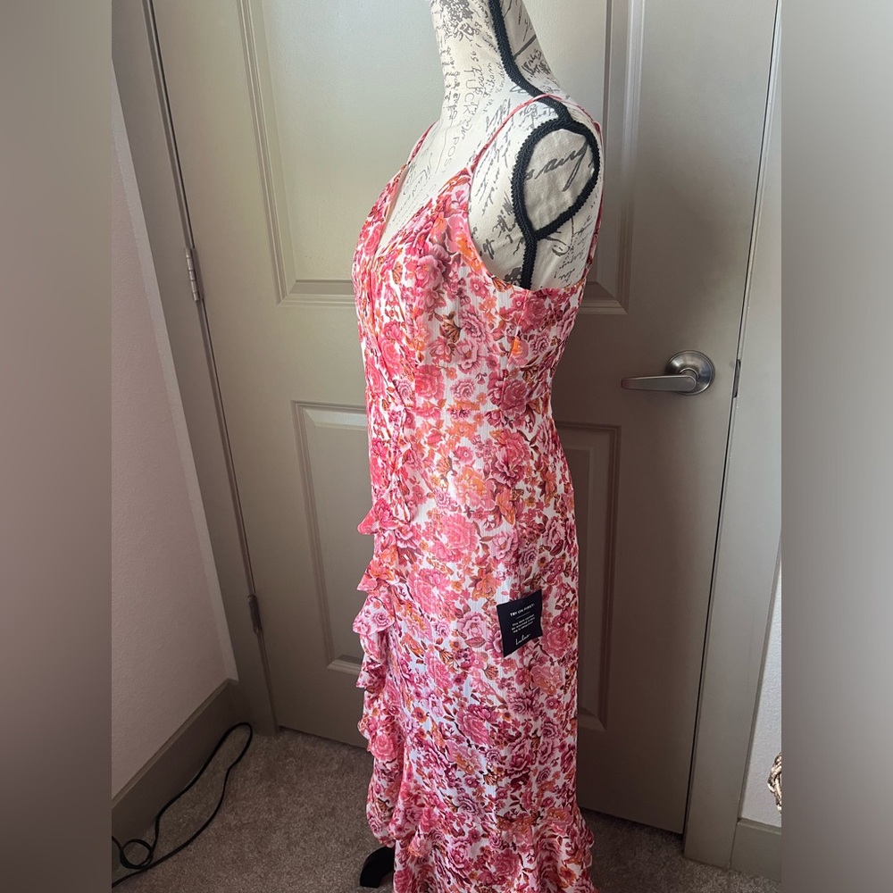Lulu's Pink Floral High-Low Ruffle Slip Dress - Picture 6 of 12